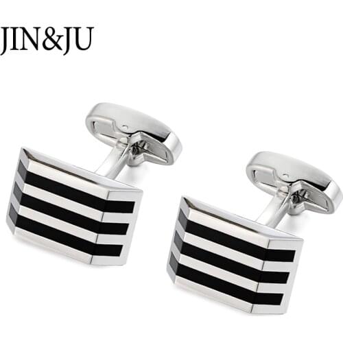 JIN&JU Formal Business Black Cufflinks For Mens Luxury Quality Shirt Cuff Links Fashion Man Jewelry Relojes Gemelos Camisa