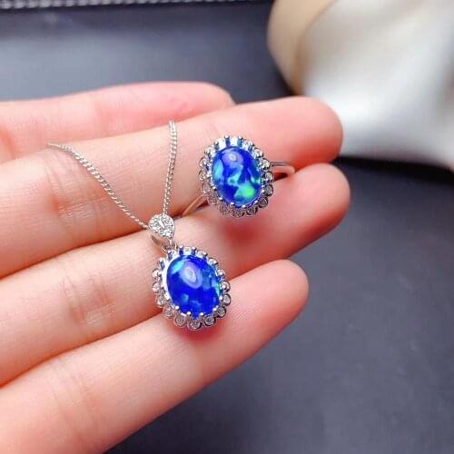 Natural Real Opal Set 925 Sterling Silve New Fashion 1pc Opal Ring,1pc Opal Pendant For Engagement