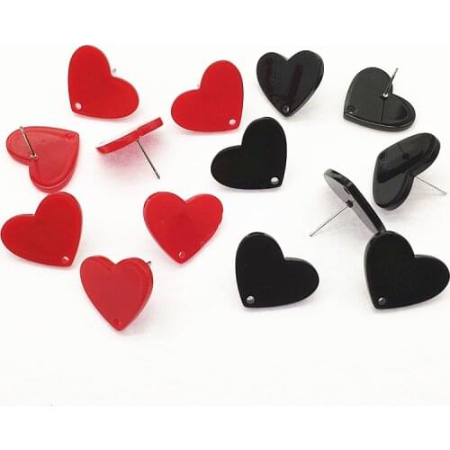 New arrival! 17x21mm 100pcs Acrylic Heart shape Ear Stud for Handmade Earring Making DIY Parts,Jewelry Findings & Components