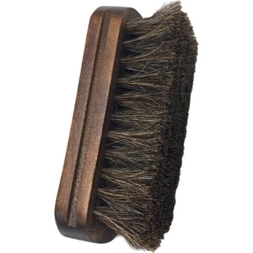 Horsehair Shoe Shine Brush Soft Genuine Horse Hair Bristles Wood Handle Shoes Leather Care