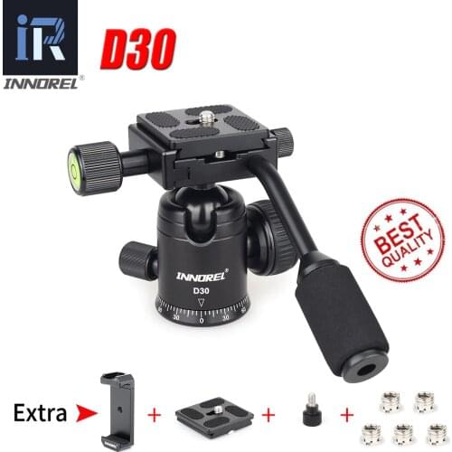INNOREL D30 portable tripod head comes with a panoramic ball head with a detachable handle. For digital SLR cameras