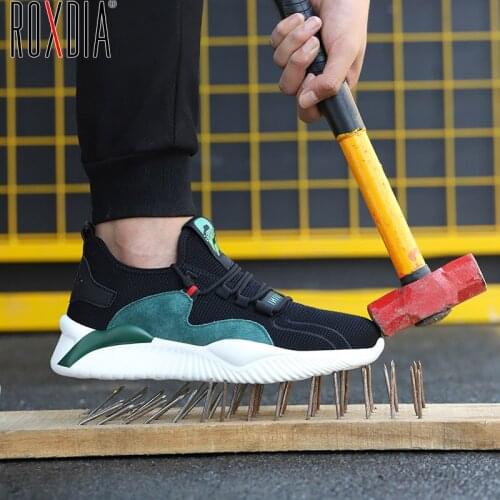 ROXDIA New mens and womens labor protection shoes steel head breathable work shoes anti smash anti puncture large RXM622