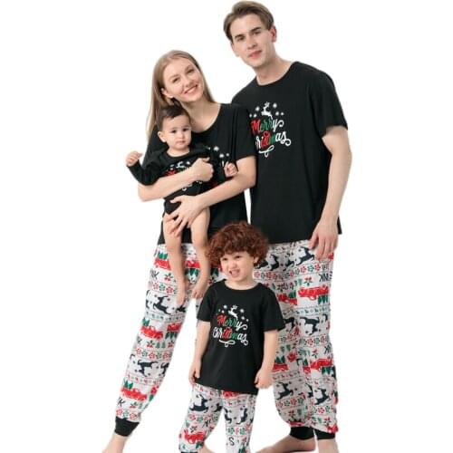 Christmas Family Matching Outfits Look Deer Pajamas Sets Short Sleeve Father Mother Kids & Babys Sleepwear Mommy and Me Clothes