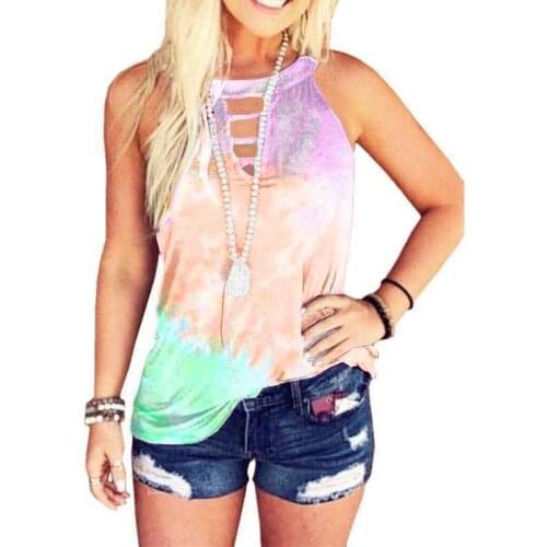 S-5xl Super Large Womens 2021 Summer Fashion New Womens Vest Tie Dye Printing Top Round Neck Short Sleeve Vest Womens T-shirt