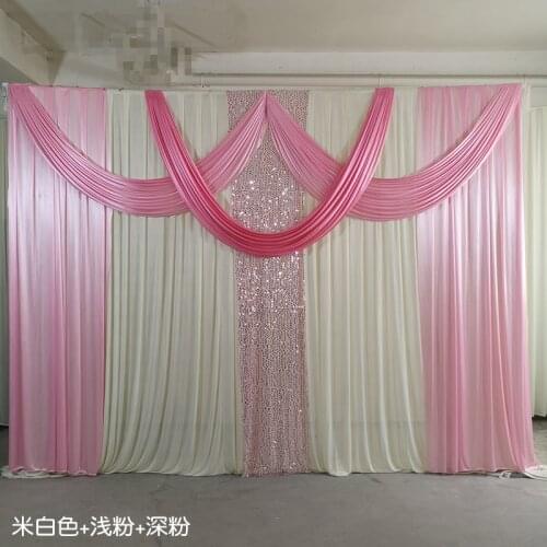 3x4m ice silk chiffon fabric elegant and luxury wedding backdrop swags drape curtain for wedding stage decoration event party