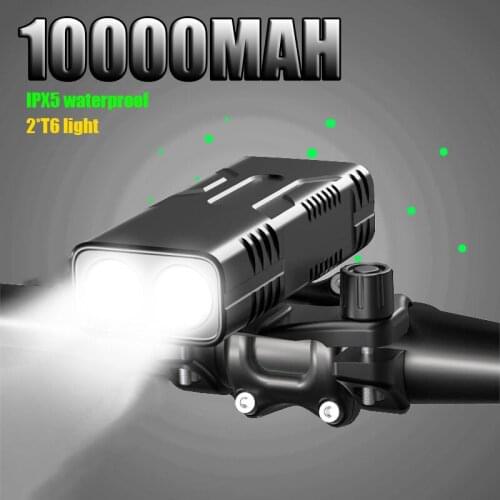 T6 LED Bike Light Front USB Rechargeable 10000mAh Waterproof Flashlight For Bicycle Light Cycling MTB Headlight Aluminum