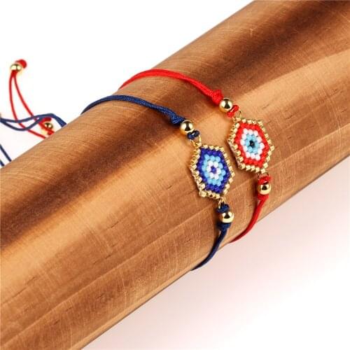 Temperament Fashion Hexagonal Red Rope Beads Woven Bracelet