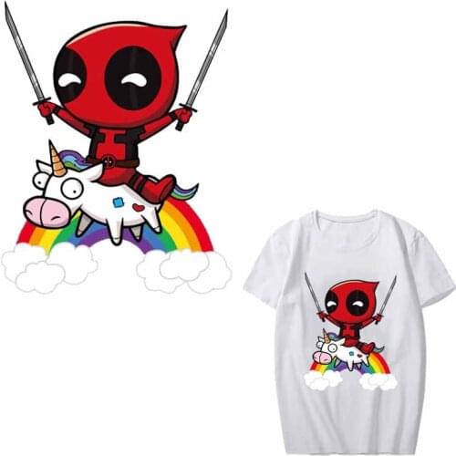 Iron on Cartoon Unicorn Rainbow Patches for Kids Clothing Heat Transfer Vinyl Stickers on T-shirt DIY Applique Thermal Press