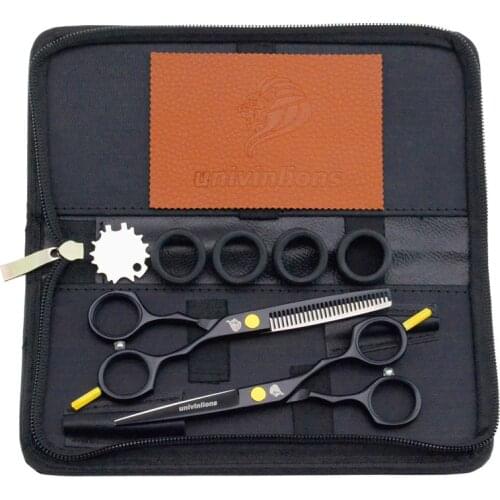 Univinlions 5.5" japan 440C silicon ring barber hairdressing scissors hair cutting shears thinning salon hair scissors ciseaux