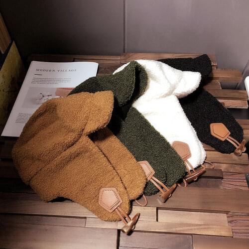 Autumn Winter Vintage Lamb Wool Bomber Hats Men Women Russian Aviator Pilot Caps Windproof Earflap Caps All Match 56-58cm