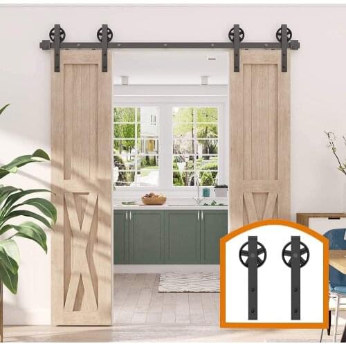 All kinds of Traditional Sliding Barn Door Hardware Slides Tracks and Rollers Flat Track Antique Style Use for Double Doors