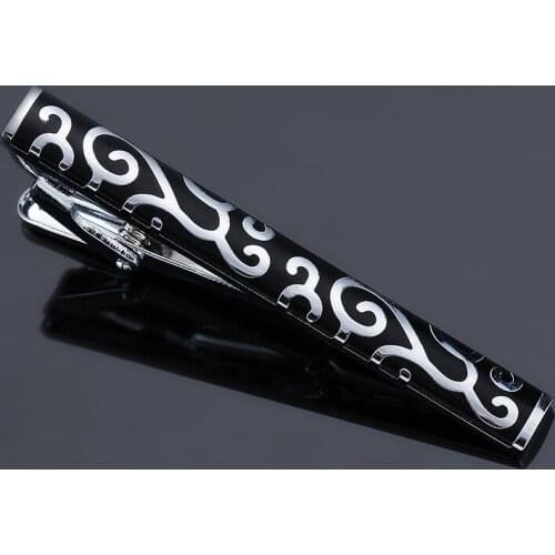 High-end brand tie clip mens wedding dress accessories Black Retro Pattern tie clip classic design style
