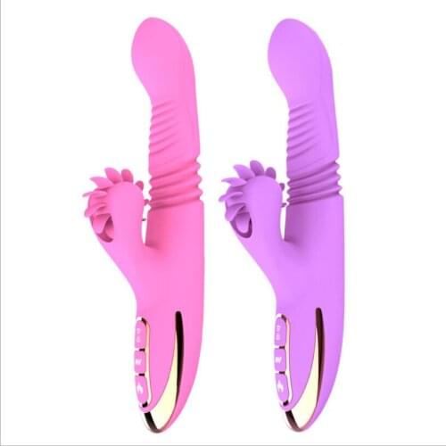 Tongue Cunnilingus Vibrator Telescopic Rotating Dildo Heating Vagina Clitoris Stimulate Vibrator Adult Sex Toys for Women S0777