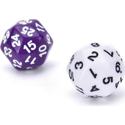 Gmarty 1 Pc 30 sided Dice 6 Colors Black Purple Brown White Red Blue Green Yellow 30mm 20g High Quality Plastic Cubes Dice