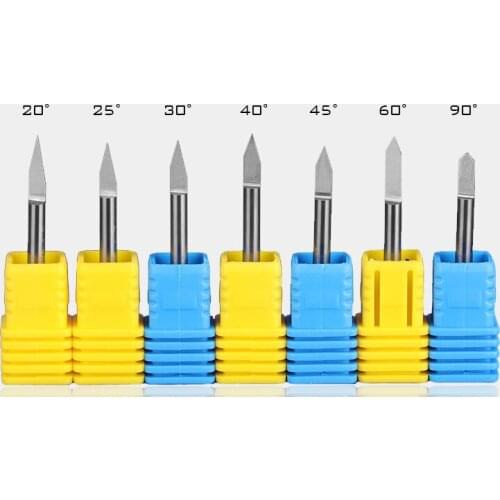 10pcs 6mm shank 20 degree/25 degrees Engraving Bit, to cut Brass and Aluminium, V Shape Tip End Mill Tungsten