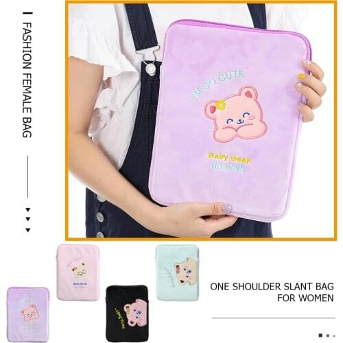 11 inch Laptop Bag Cute Cartoon Bear Tablet Sleeve Pouch Case Student Travel Portable Zipper Case for iPad Protective Cover