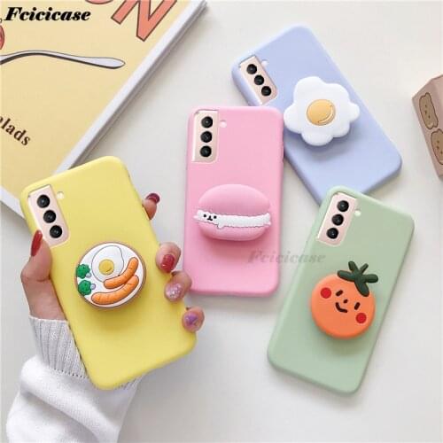 3D Cute Cartoon Silicone Case For Samsung Galaxy S21+ Plus Ultra Phone Holder Cover For Samsung S21 SM-G991 Back Bags Stand