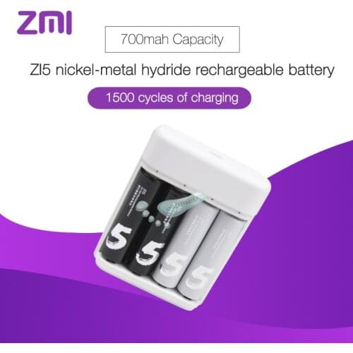 Bundle Sale 4Pcs/Lot Xiaomi ZMI ZI5 AA 1800mAh Rechargeable Ni-MH Battery with 4 Slots Portable Multifunction Charger