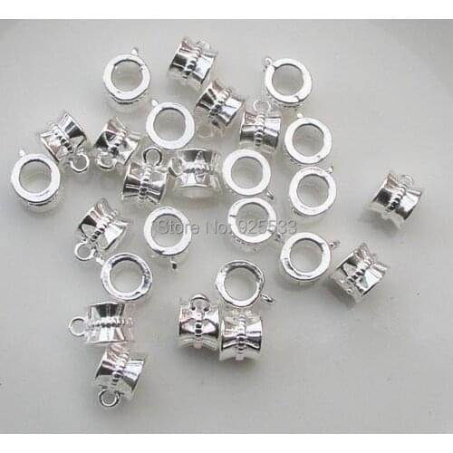 Free Shipping 50pcs 11x8x6.5mm silver plated big hole Beads fit European Jewelry Braclet Charms DIY