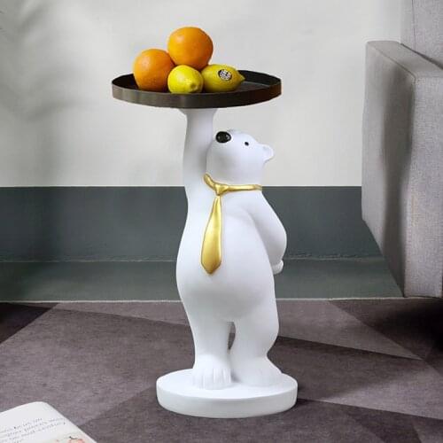 Nordic Large Floor Polar Bear Storage Tray Cute Resin Statues Home room Figurines Crafts Feng Shui Hotel Sculpture Decoration