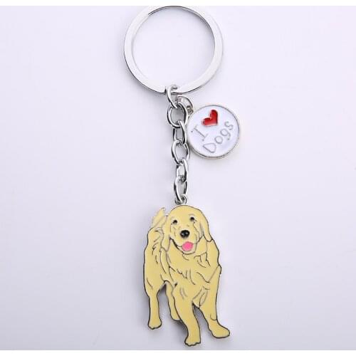 Golden Retriever Pendant Key Chains For Women Men Silver Color Metal Alloy Pet Dog Bag Charm Car Keychain Key Ring Holder Gift