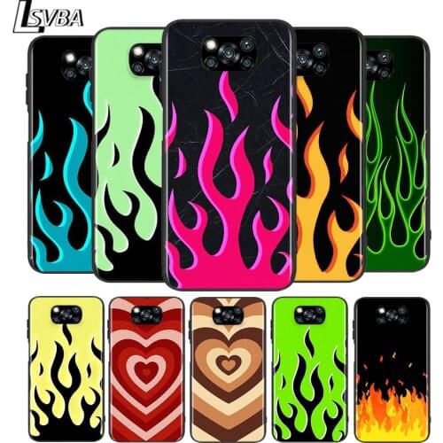 Cool green flame for Xiaomi Poco X3 NFC X2 M3 M2 F2 Pro C3 F1 A2 Lite A1 Mix3 Play Silicone Soft Black Phone Case
