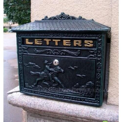 Cast Iron Mail Box Mailbox Antique Metal Wall Mount Postbox Post Letters Box