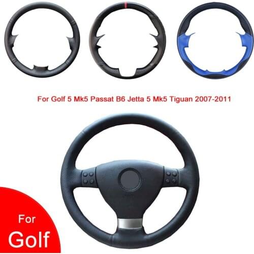 Breathable Punch Hand-Stitched Artificial Leather Car Steering Wheel Cover For VW Golf 5 Mk5 Passat B6 Jetta 5 Tiguan 2007-2011