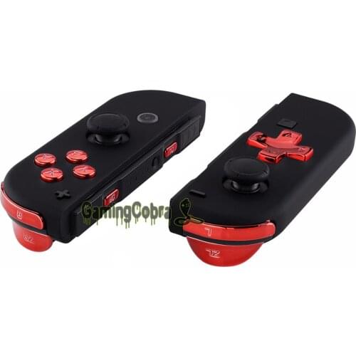EXtremeRate Chrome Red D-pad ABXY Keys SR SL L R ZR ZL Trigger Buttons Springs Full Set Buttons Fix Kits for Nintendo Switch