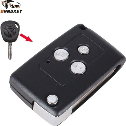 Dandkey Modified Uncut Flip Folding Car Blank Replacement Remote Key Shell Keyless for Lada Key 3 Buttons key shell