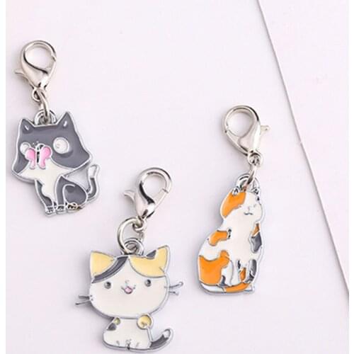 Flyingforest 5pcs/lot New Cute Cat Zinc Alloy Jewellery Bag Charm Fashion Animal Jewellery Key Chains Best gifts for friends