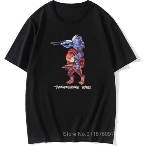 Mass Effect T Shirt Turianosaurus Wrex T-Shirt Casual Mens Tee Shirt Short-Sleeve Cute 100% Cotton Print Tshirt