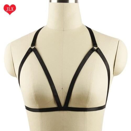 Hot fashion pastel goth fetish collar strappy underbust binding body harness bra quality harness sexy bondage lingerie top