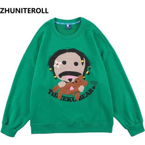 Harajuku 2021 Cartoon Puff Print Crewneck Sweatshirt Hip Hop Tracksuit Men Hoodies Couple Fashion Autumn Top Oversized Clothing