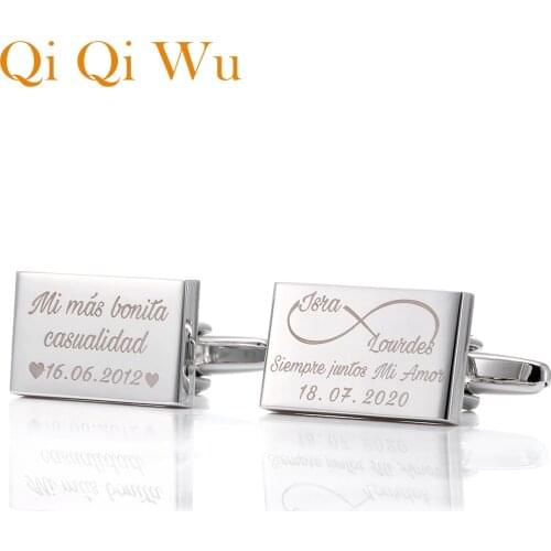 Custom Engraved Mens Shirt Cufflinks Wedding Gifts Name Lettering Personalized Cuff links Buttons Men Jewelry Best man Cuffs
