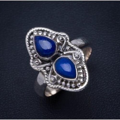 Natural Lapis Lazuli Handmade Unique 925 Sterling Silver Ring 7 B1163