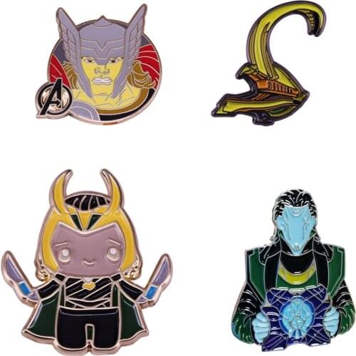 Creative Marvel Brooch Avengers Thor . Cartoon Rocky Metal Enamel Badge Mens Lapel Pin Bag Accessories Gift