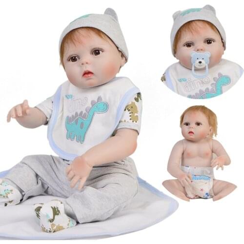 22Inch reborn babies Full silicone reborn lifelike dolls fashion toddler playmate boy bebe birthday Xmas gift bathe toy bonecas