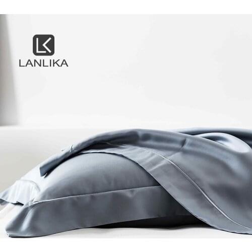 Lanlika Women 100% Silk Noble Gray Pillowcase 6A Grade 25 Momme Silk Pillow Cover Men Luxury Silky Healthy Pillow Case For Gift
