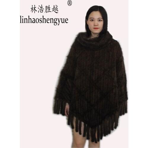 Linhaoshengyue 2020 Hot Fashion Women Mink Weave Fur Shawl
