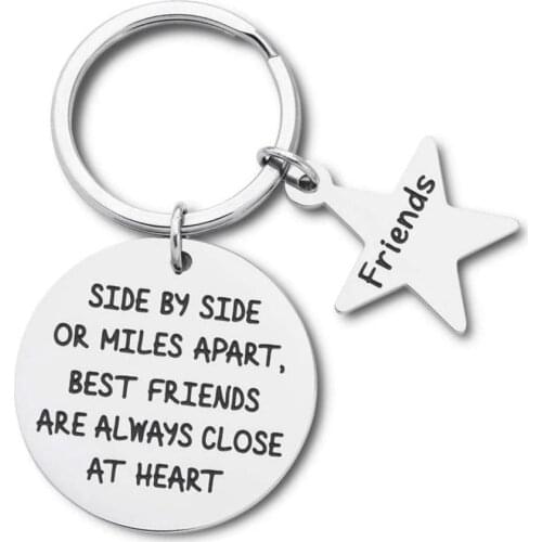 Best Friend Keychain Gifts Friendship Gifts for Her Teens Girls BFF Sisters Birthday Graduation Thanksgiving Key Ring Pendant
