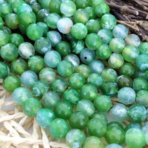 Fashion faceted round light green fire carnelian agat onyx 6mm-12mm diy beads charms stone gems loose beads jewelry 38cm GE406