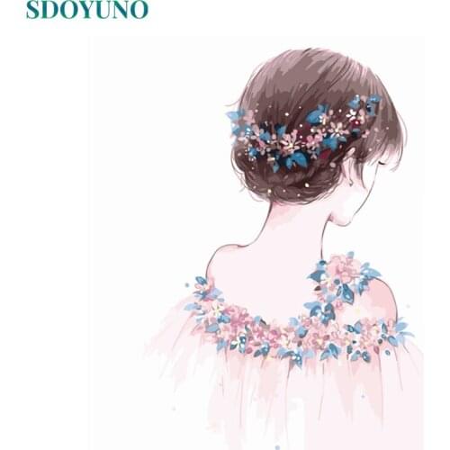 SDOYUNO 60x75cm DIY Oil Painting By Numbers INS Style Figure Frameless Coloring By Numbers Girl Digital Painting On Canvas