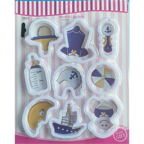 Biscuit Cookie Cutter Pastry,9 pieces Baby Type Plastic Baking Mold,Fondant Cake and Cookie Decorating Tools