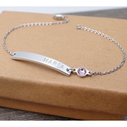 Personalised Birthstone Bracelet,Custom Bar Bracelet,Name Bracelet,Personalized Bracelet ,Gift for Her,Birthday Gift