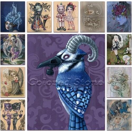 5D Full Square Diamond painting embroidery Cross stitch Cartoon Beauty devil crow bird goblin angel DIY Round Drill mosaic 535