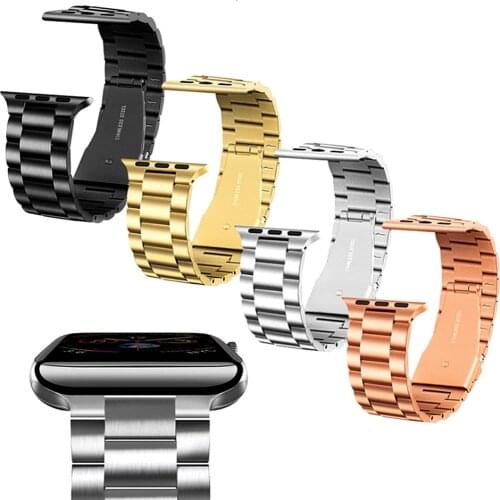 Women Men For Apple Watch Three-Bead Stainless Steel Strap High Quality For iwatch Watch Strap 38mm 40mm 42mm 44mm Bracelet