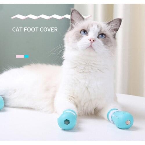 Silicone Cat Grooming Supplies Anti-Scratch Shoes For Cats Adjustable Pet Cat Boots Bath Washing Cat Claw Paw Cover Protector