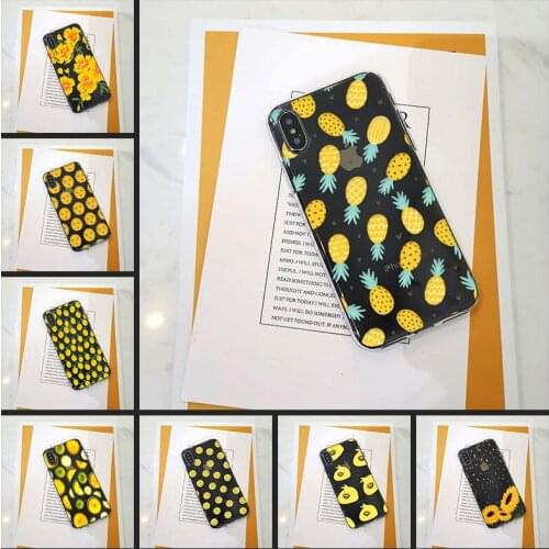 Phone Case Silicone For Apple iPhone X XR XS MAX 8 7 6S 6 S Yellow Pineapple Flower Soft Back Cover For iPhone 6 S 6S 7 8 Plus