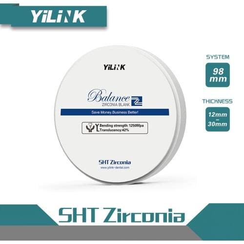 Dental zirconia blocks SHT/UT PLUS white zirconia 98mm 2 pieces —— dental zirconia blocks for open system CAD CAM dental lab